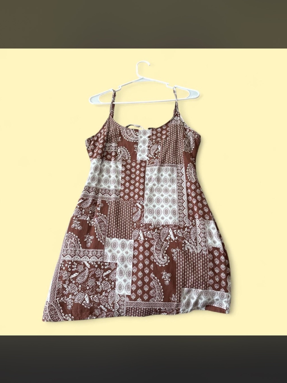 La Hearts Brown and White Paisley Patchwork Tank Dress